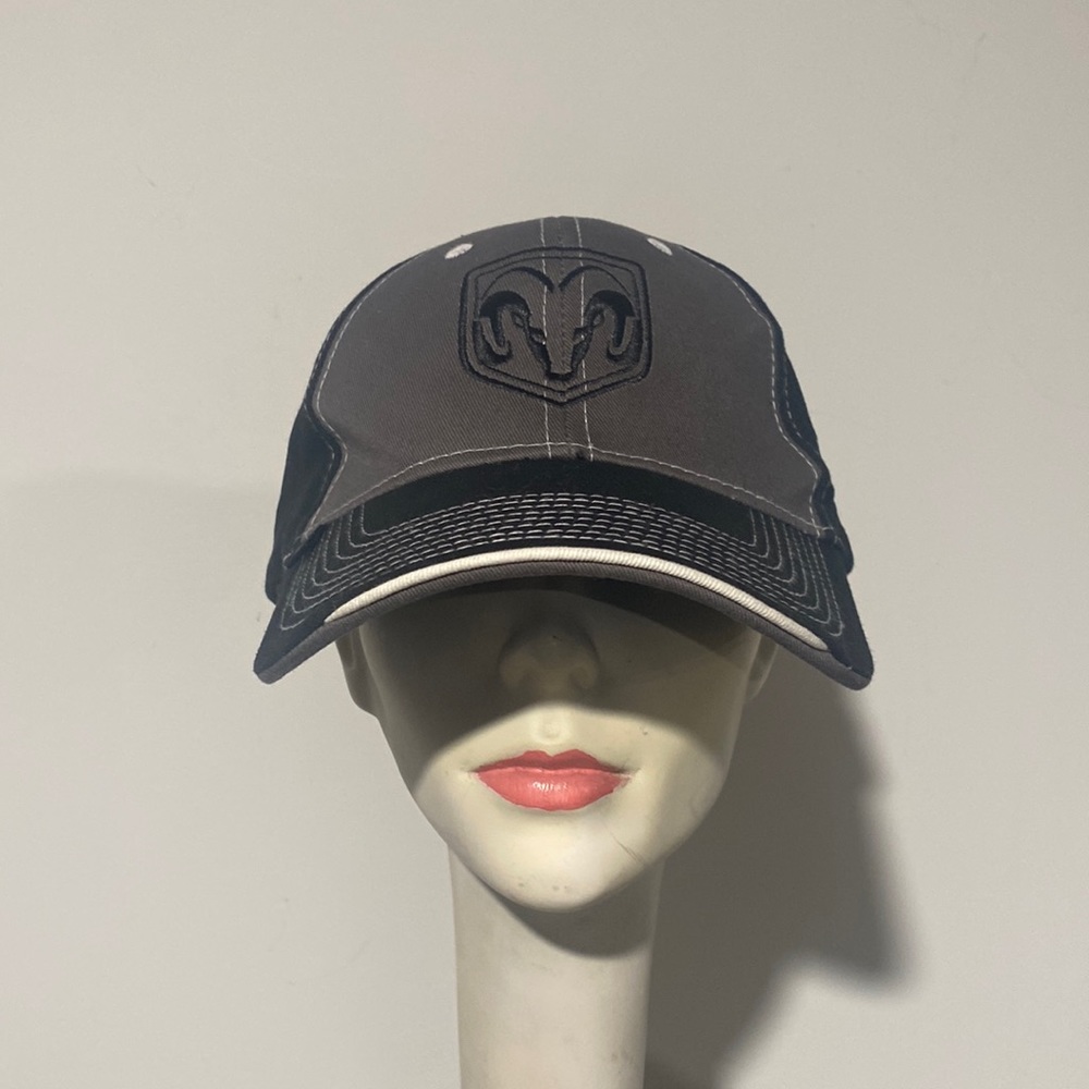NWOT RAM truck hat grey black white embroidered adjustable back strap